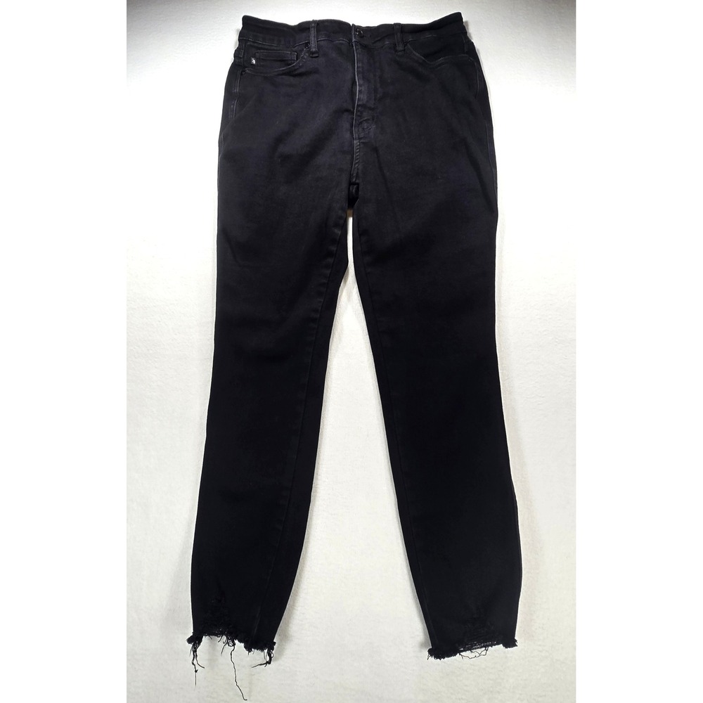 Judy Blue Skinny Fit Jeans Black High Rise Raw Hem Distressed JB88551 15/32